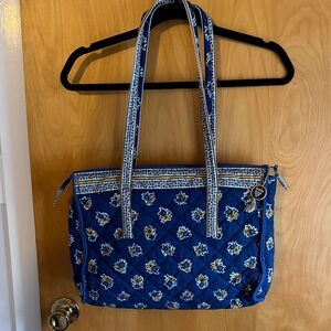Valdrome Floral Blue Quilted Tote Bag
